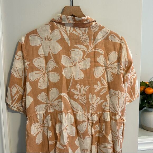 Robert Friedman Tan Neutral Floral Linen Mini Dress Large - Picture 11 of 11